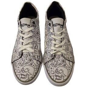 Vintage Y2K Ed Hardy Mens Skull Tattoo Graphic Canvas Sneakers EH9029L 10.5